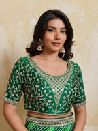 Teeya Creation New Trendy Leheriya Bandhani Georgette Saree For Daily Wear -Green | Grocsy