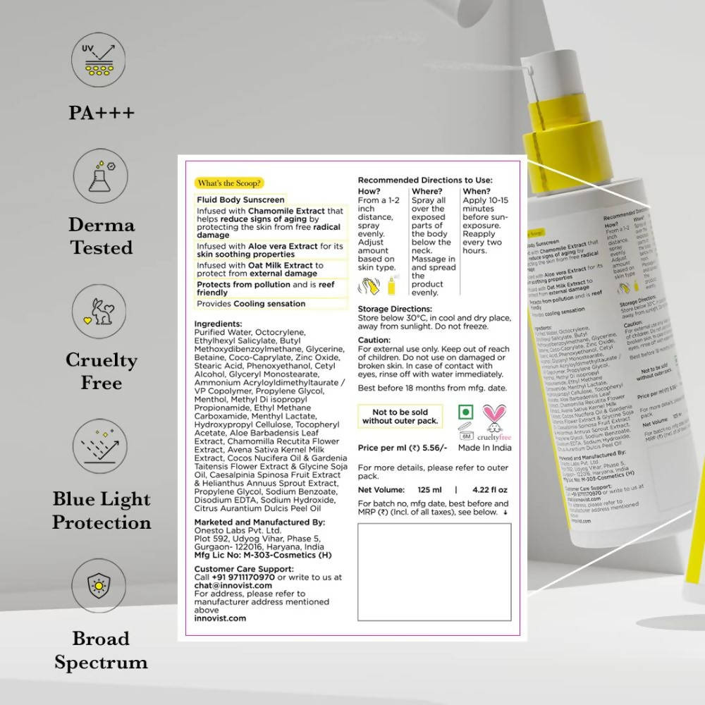 Sun Scoop Fluid Body Sunscreen SPF 60 | Grocsy