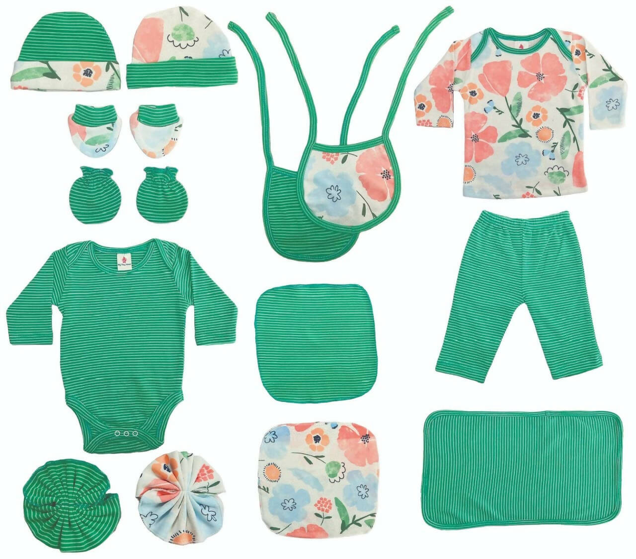 My Tiny Wear Full Sleeves New Born Baby Gift Set - Green | Grocsy