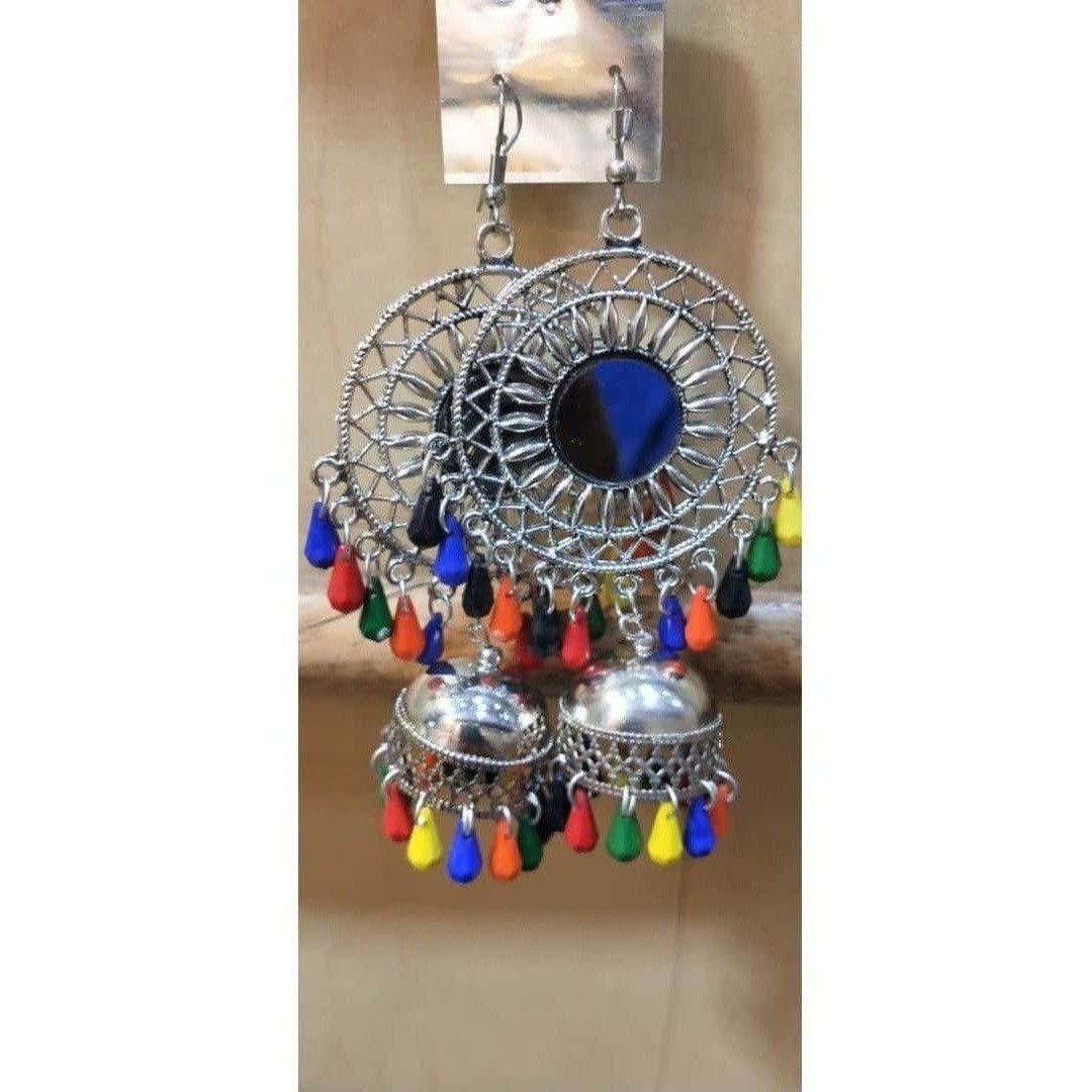 MS Fashion India Sun Shape Design Earrings With Jhumkas And Multicolor Pearls | Grocsy