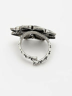 NVR Women's Silver-Toned Floral Shape Adjustable Finger Ring | Grocsy