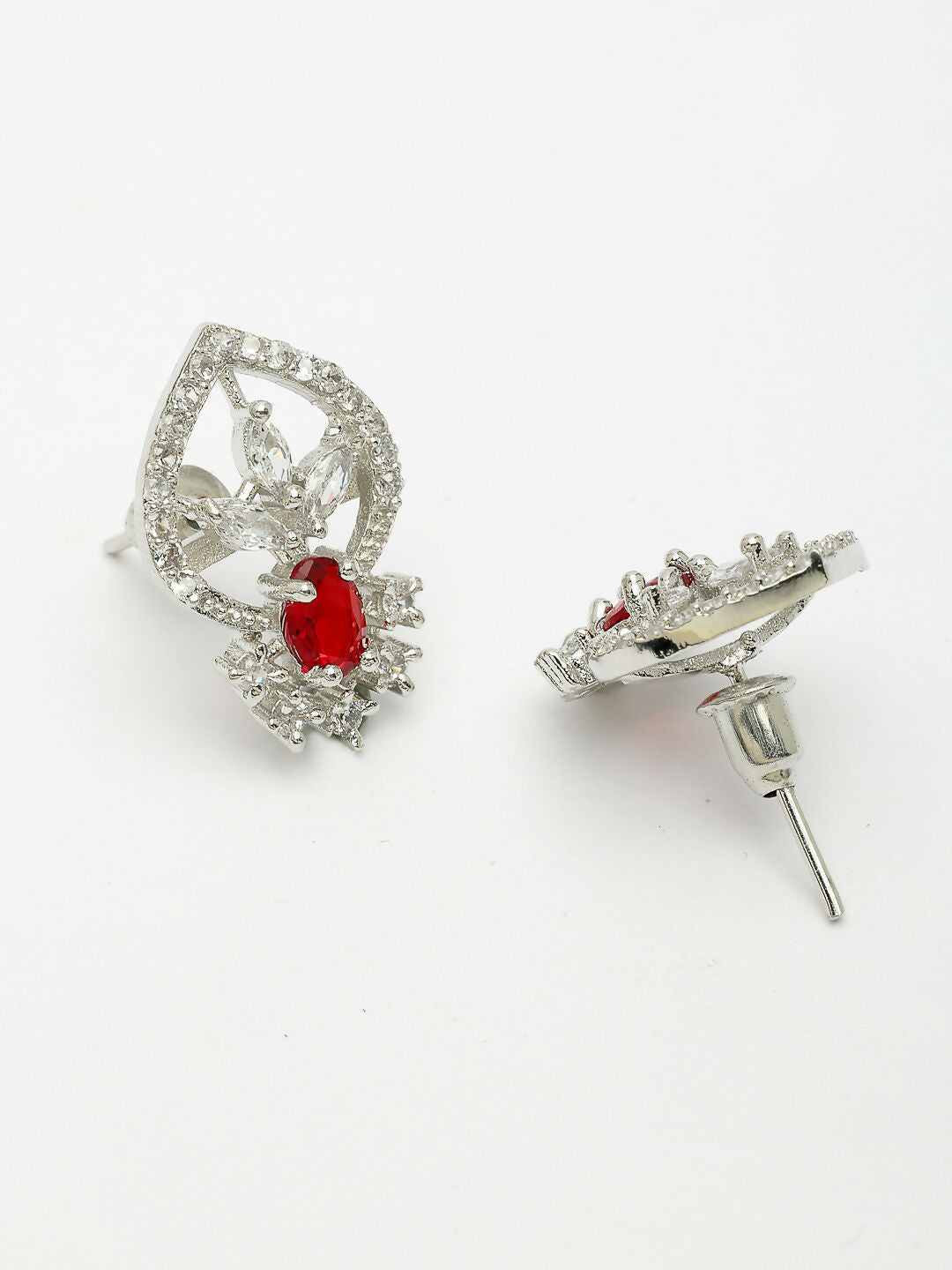 NVR Women Silver-Plated American Diamond-Studded Pendant Set | Grocsy