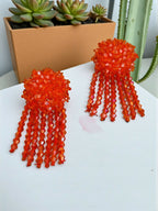 Inhanns Handmade Crystal Water Fall Earrings - Short - Orange | Grocsy