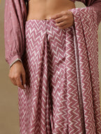 trueBrowns Dark Mauve Bandhani Printed SilkReady to Wear Saree | Grocsy