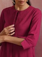 trueBrowns Magenta Cotton Kurta Co-ord set | Grocsy