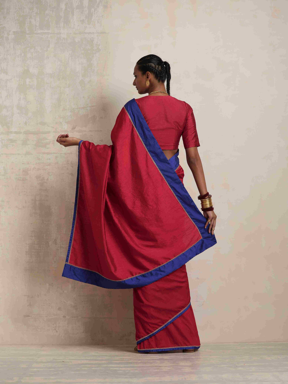 trueBrowns Red Silk Ready To Wear Saree | Grocsy