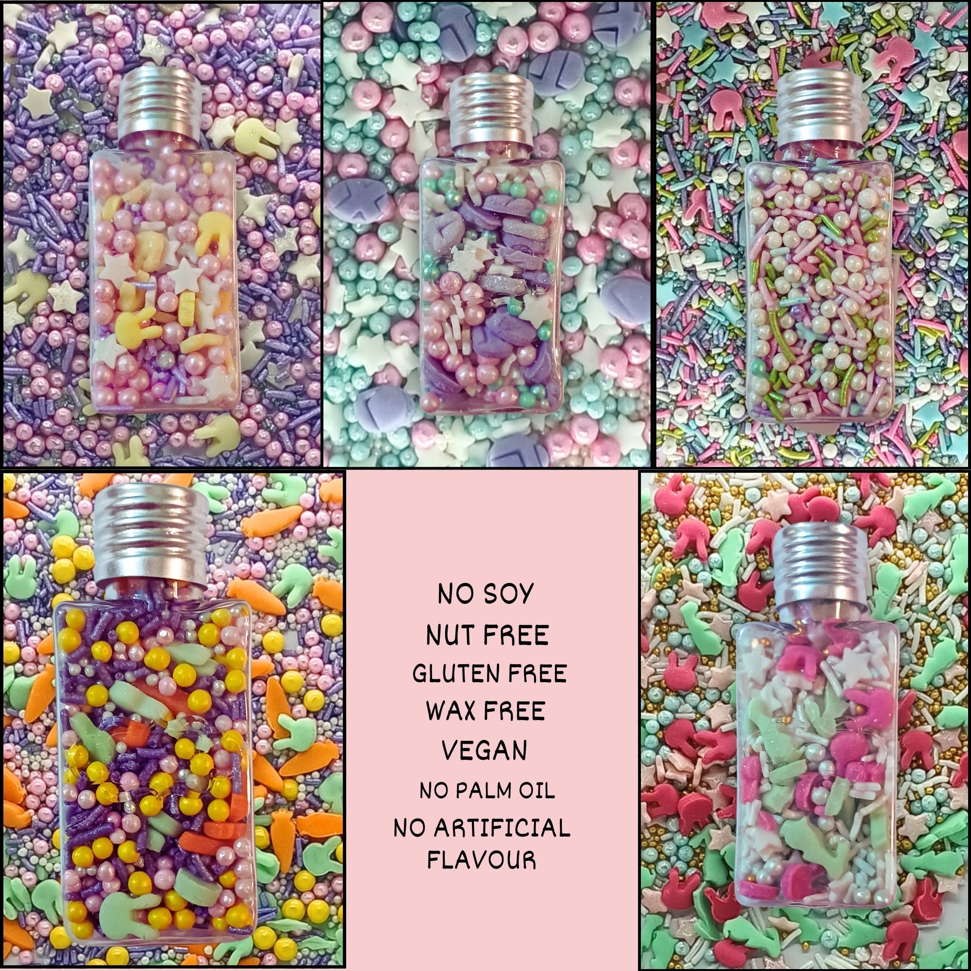 Confect Edible Sprinkles | Mix Red, Pink, Green & Yellow Pearls Pack of 5 (EAST 1) - 100Gms | Grocsy