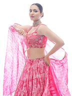 Myra Pink Jaquard Embroidered Designer Lehenga | Grocsy