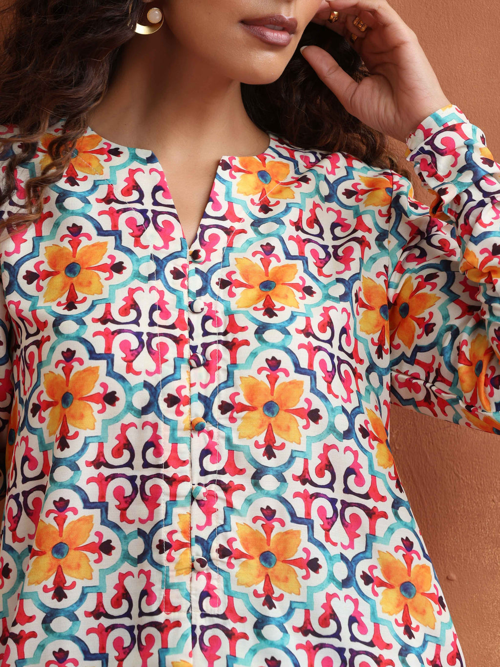 trueBrowns Off White Print Kurta Co-ord Set | Grocsy