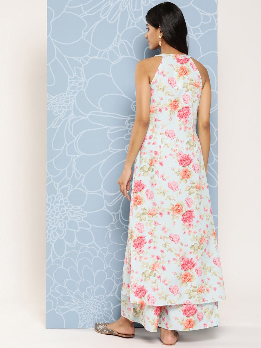 Ahalyaa Women Printed Longline Top With Palazzos | Grocsy