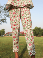 trueBrowns White Cotton Block Print Sleeveless Co-Ord set | Grocsy