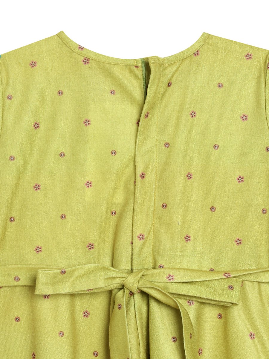 Ahalyaa Girls Printed A-Line Velvet Maxi Kids Ethnic Dress | Grocsy