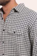Xkind White Textured Checks Overshirt/ Shirt | Grocsy