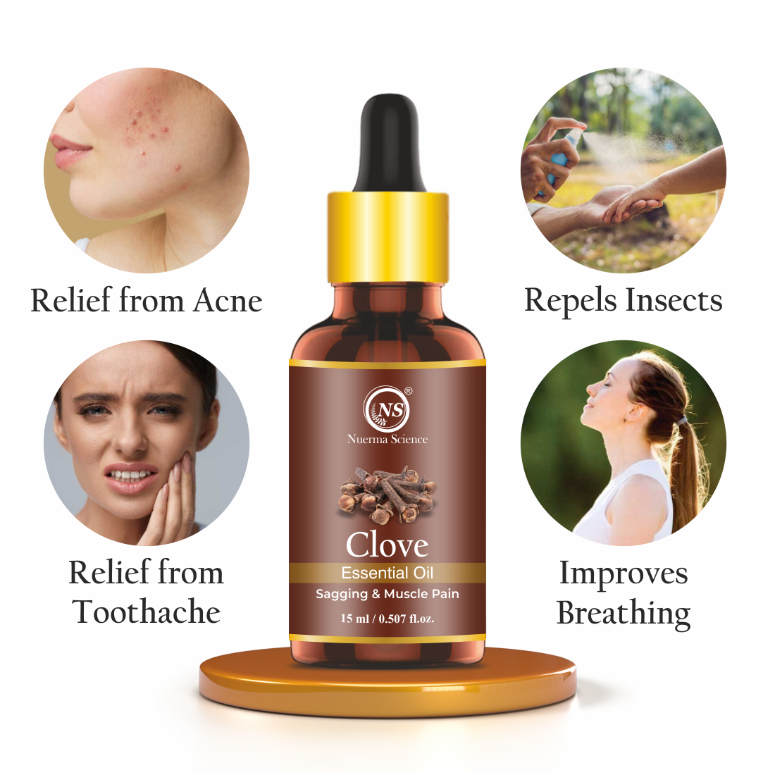 Nuerma Science Clove Essential Oil For Skin, Hair & Teeth | Grocsy