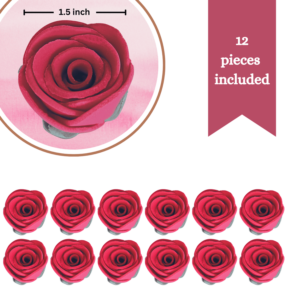 Confect Crimson Pink | Edible Sugar Roses Topper | Grocsy
