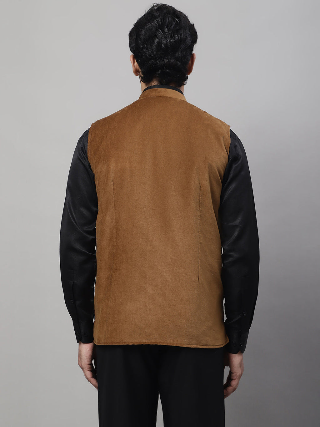 Even Apparels Men's Brown Nehru Jacket With Welt Pockets | Grocsy