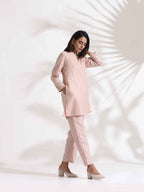 trueBrowns Light Pink Slub Co-ord Set | Grocsy