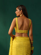 trueBrowns Lime Cotton Gold Lurex Scoop Neck Sleeveless Blouse | Grocsy
