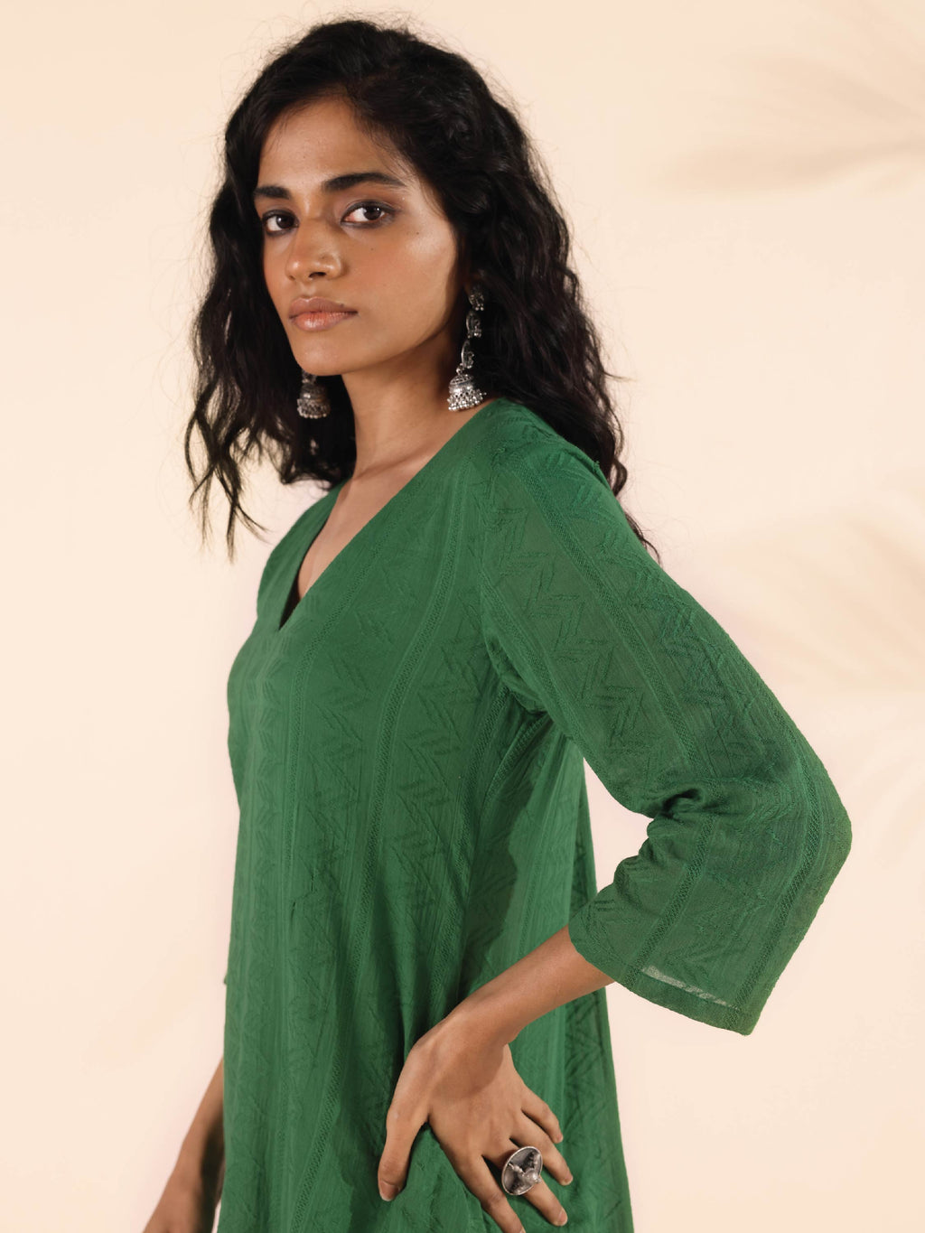 trueBrowns Green Cotton Dobby Kurta Pant Set | Grocsy