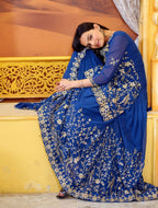 Teeya Creation Blue Color Georgette Heavy Embroidery Work Fully Stitched Lehenga Suit Set | Grocsy