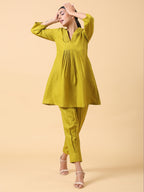 trueBrowns Cotton Linen Lime Green Pleated Co-Ord Set | Relove | Grocsy