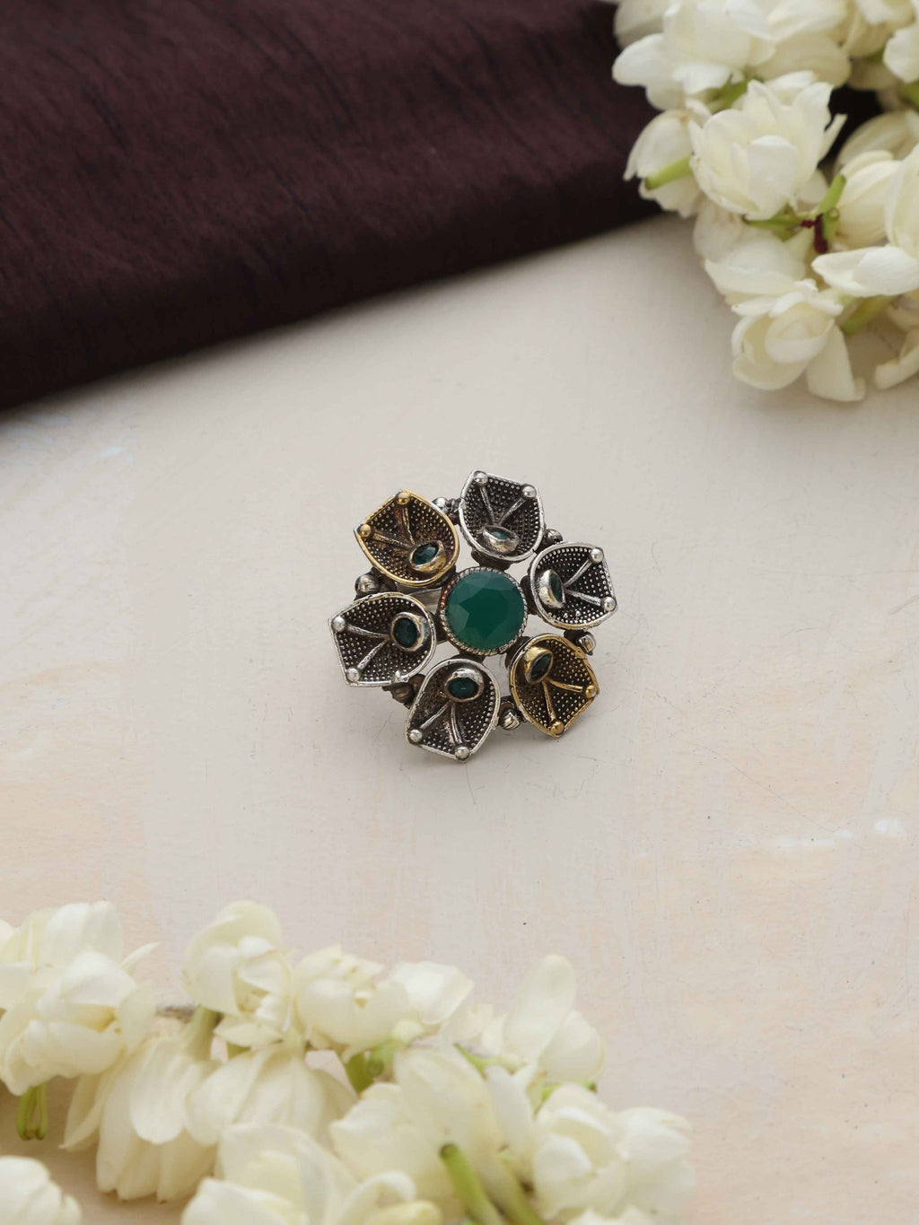 trueBrowns Silver Gold Tone Petal Ring | Grocsy