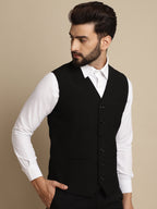Even Apparels Men's Black Waistcoat with welt pockets | Grocsy