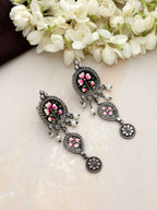 trueBrowns Silver Tone Handpainted Dangle Earrings | Grocsy