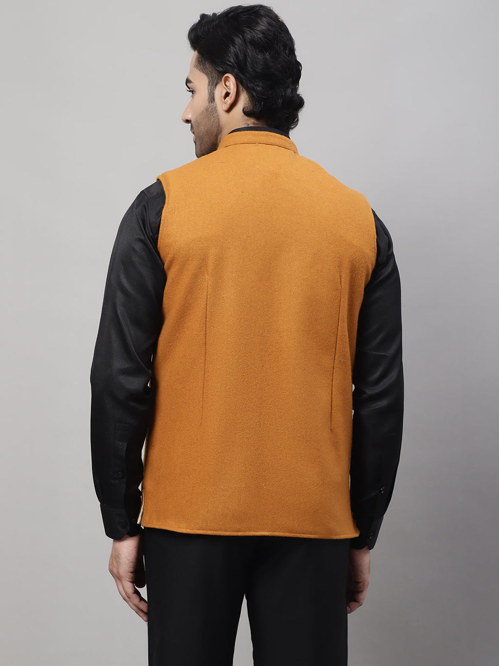 Even Apparels Men's Orange Pure Wool Nehru Jacket | Grocsy