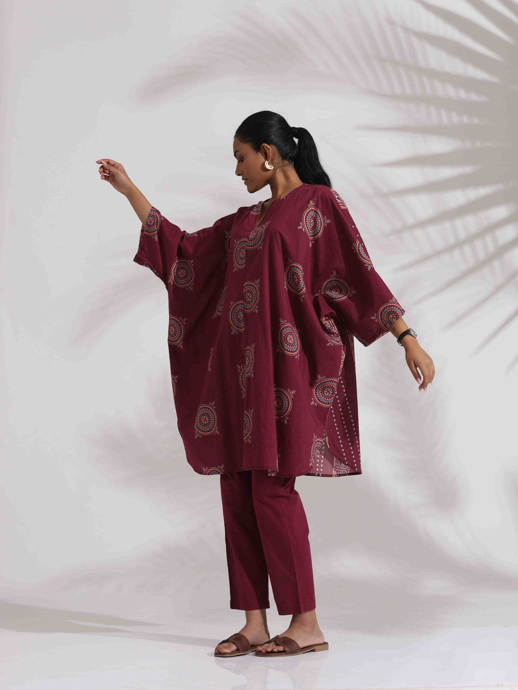 trueBrowns Purple Cotton Print Kurta Co-ord Set | Grocsy