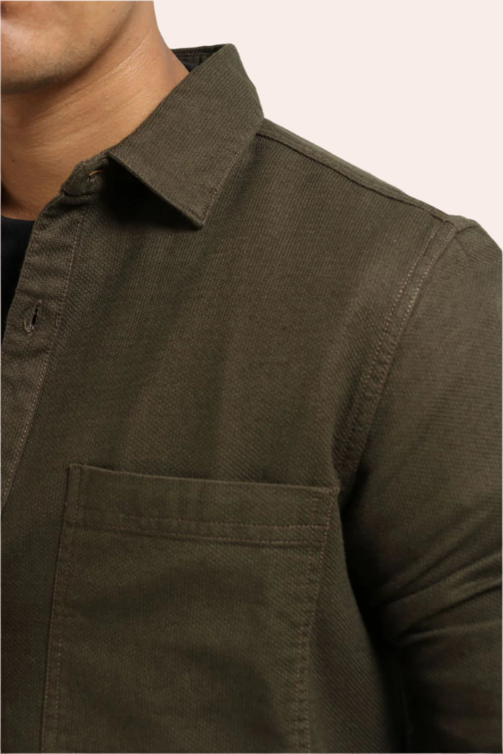 Xkind Olive Green Regular Fit Shacket | Grocsy