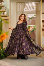 Yash Enterprise Navy Blue Digital Print Muslin Party Wear Sharara Suit Set | Grocsy