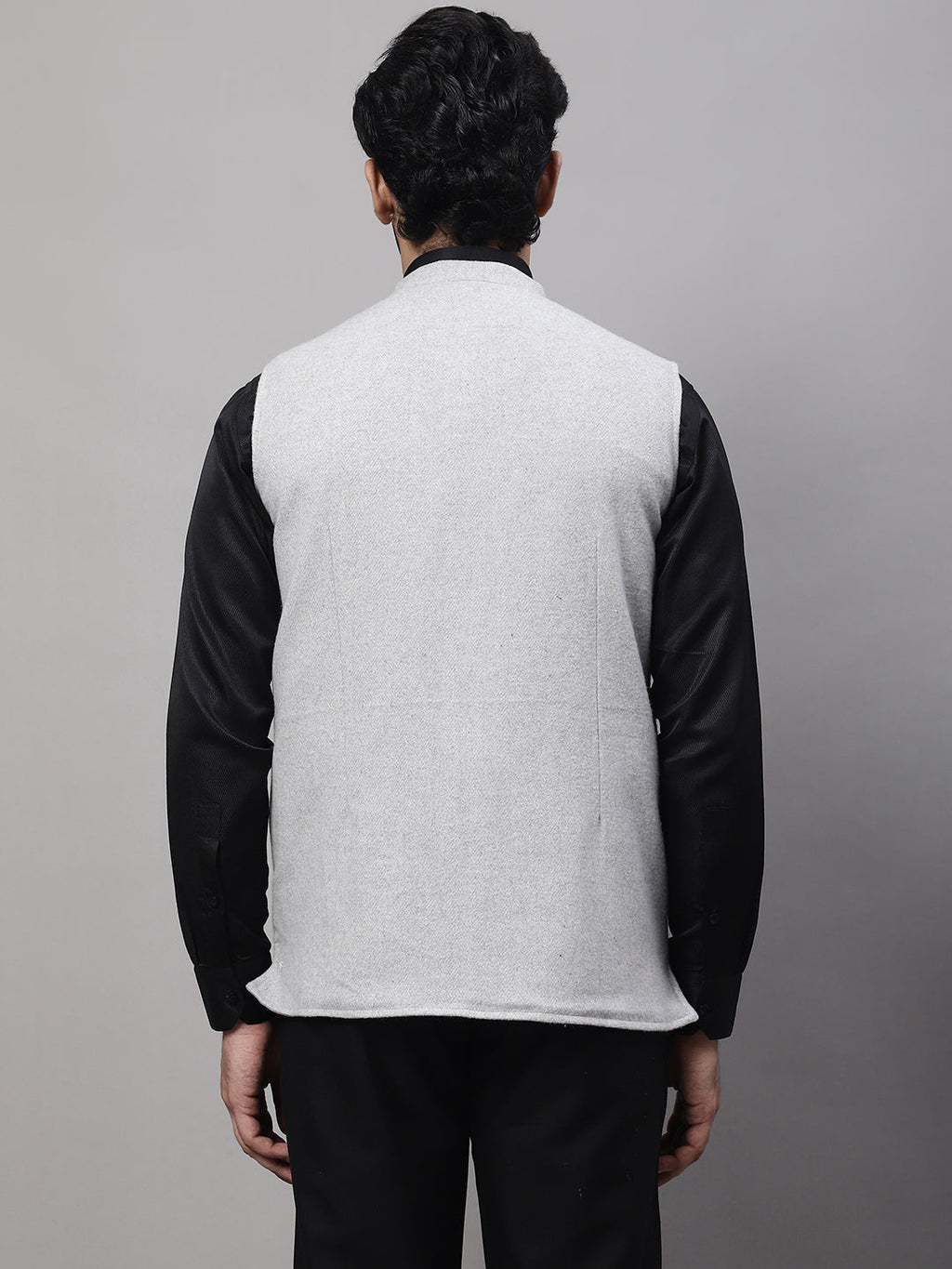 Even Apparels Men's Grey Pure Wool Nehru Jacket | Grocsy