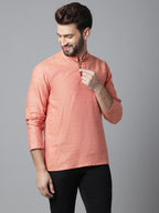 Even Apparels Orange Pure Cotton Kurta With Band Collar | Grocsy