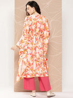 Ahalyaa Women Floral Printed Flared Sleeves Gotta Patti Crepe Kaftan Kurta | Grocsy