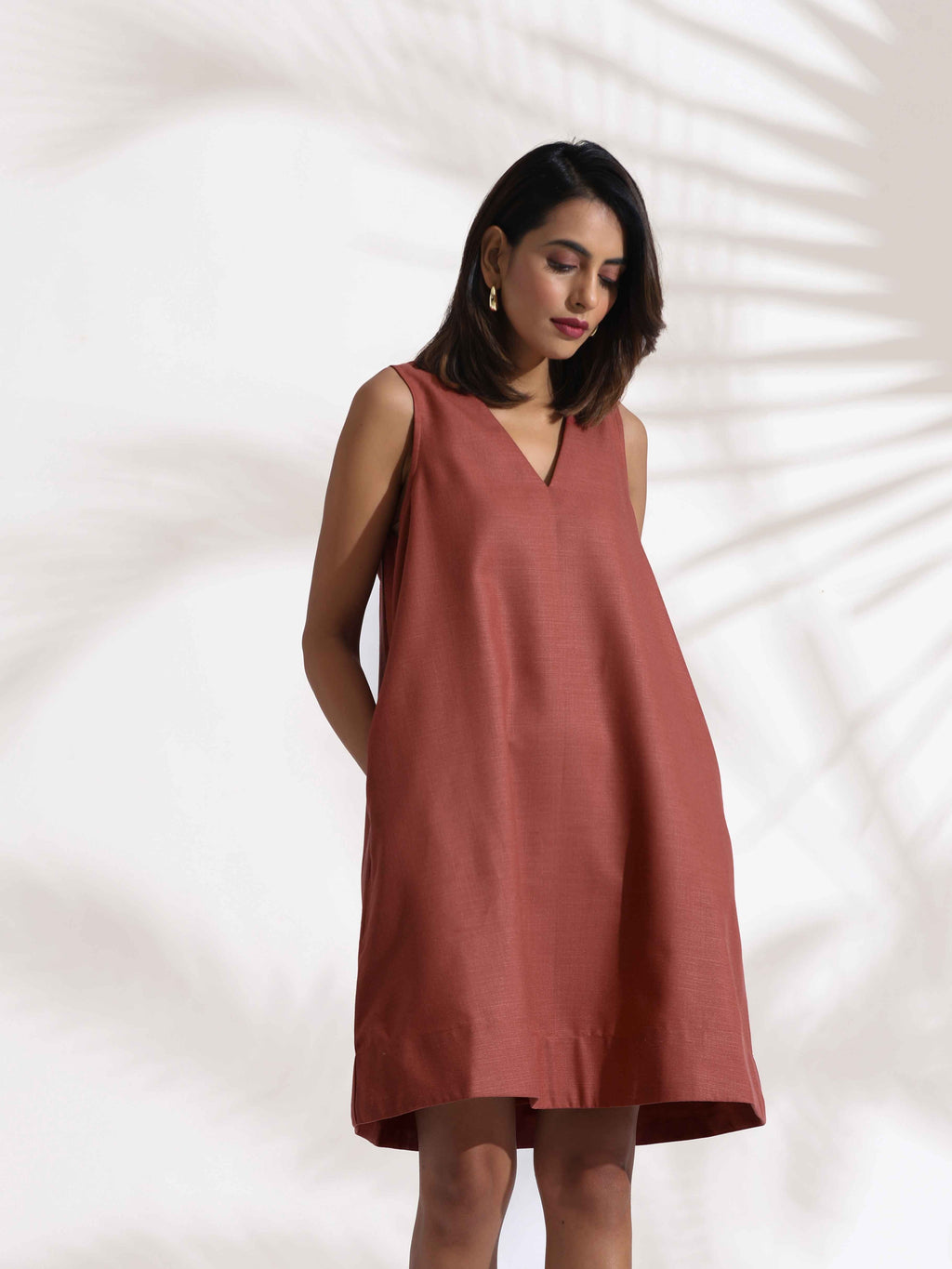 trueBrowns Pink Slub Dress | Grocsy