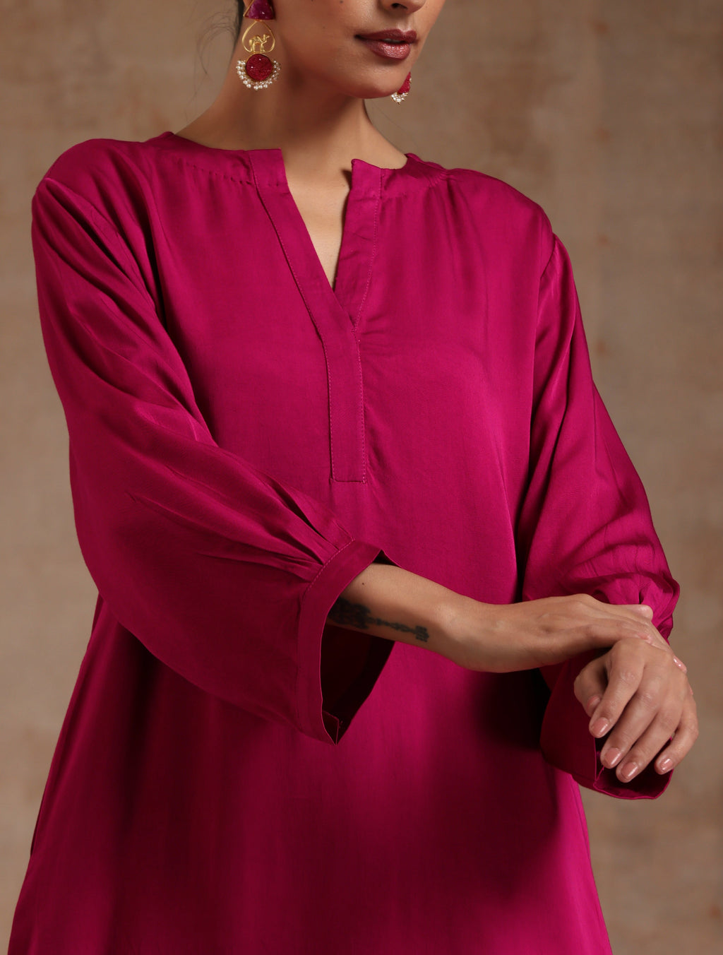 trueBrowns Pink Modal Satin Relax Co-ord Set | Grocsy