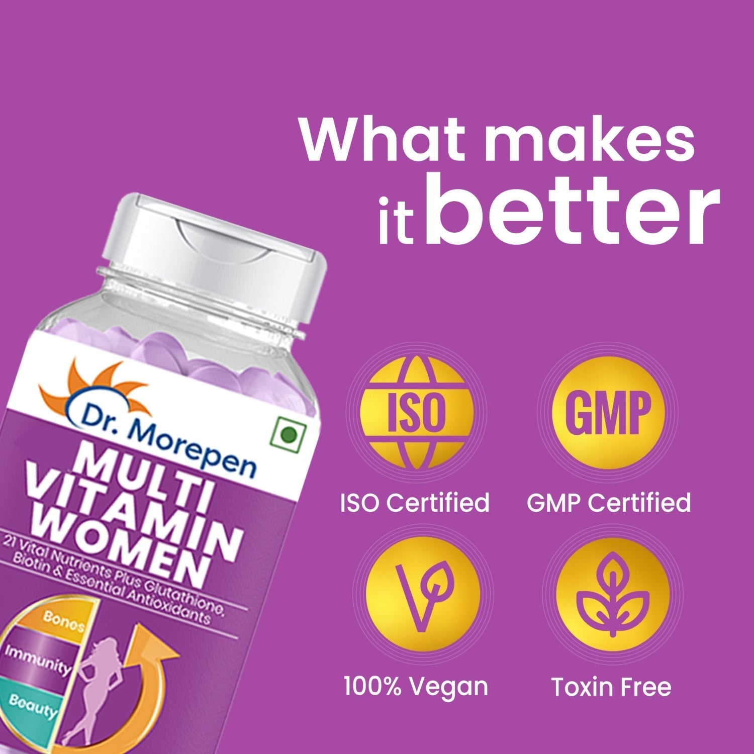 Dr Morpen Iron & Zinc + Multivitamin Women Tablets Combo | Grocsy