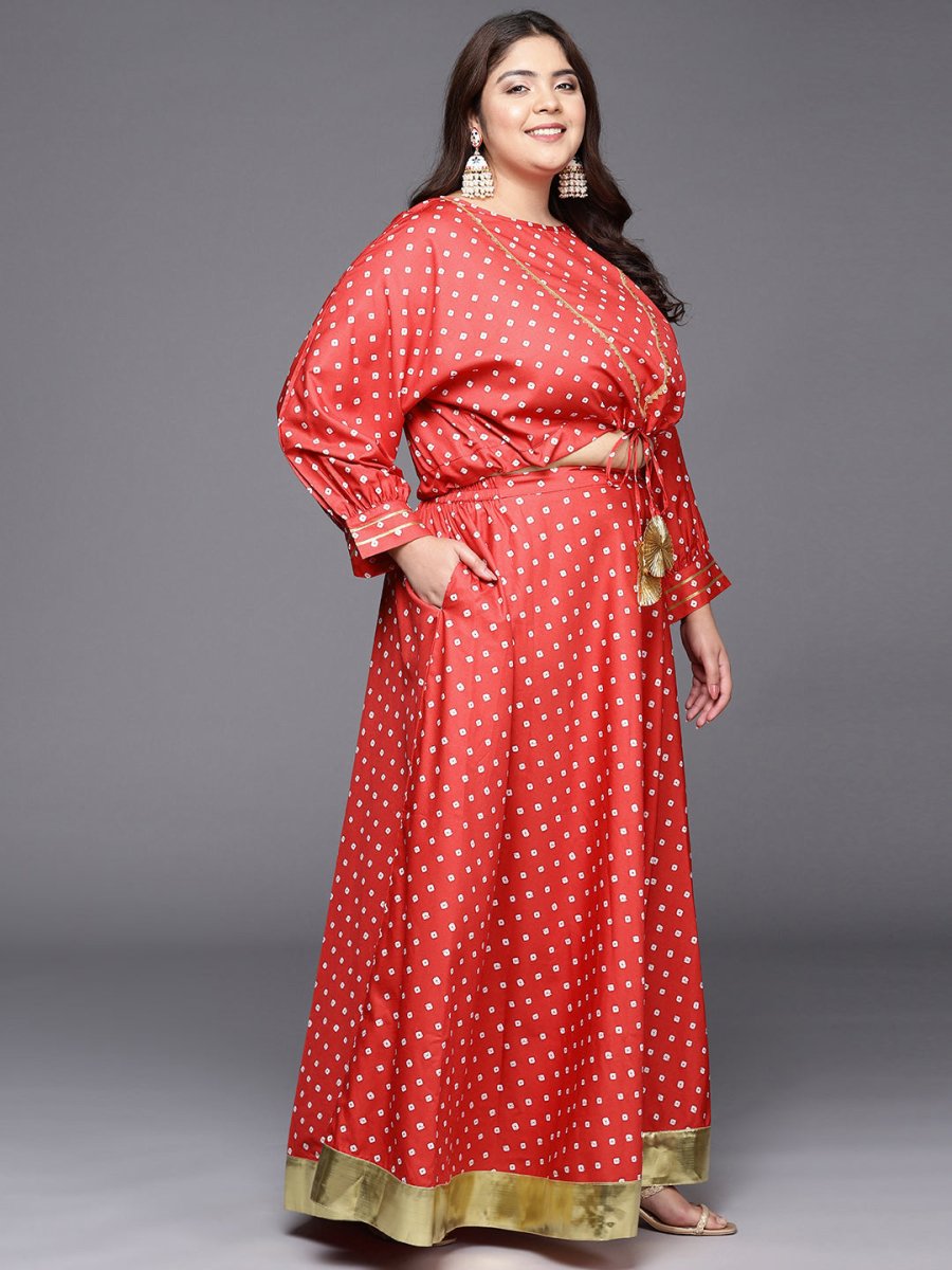 Ahalyaa Women Plus Size Printed Top with Skirt | Grocsy