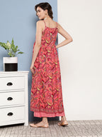 InWeave Women's Camelia Pastel Peach Print Strappy Kurta Set | Grocsy