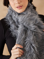 InWeave Women's Light Grey Faux Fur Neck Warmer | Grocsy