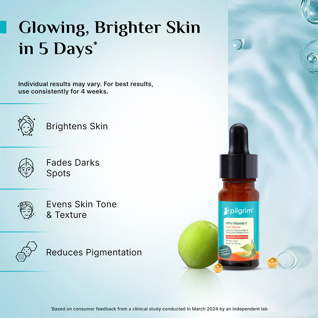 Pilgrim 10% Vitamin C Face Serum For Daily Brightness 5% Niacinamide | Grocsy