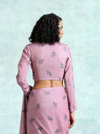 trueBrowns Light Mauve Printed Velvet Blouse | Grocsy
