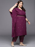 Ahalyaa Plus Size Floral Printed Kaftan Kurta with Trousers | Grocsy