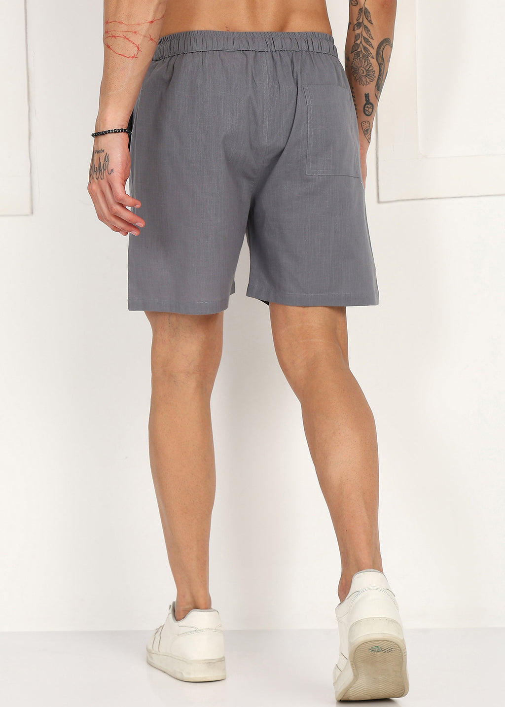 Fabmade Slate Drift Linen Pyjama Shorts | Grocsy