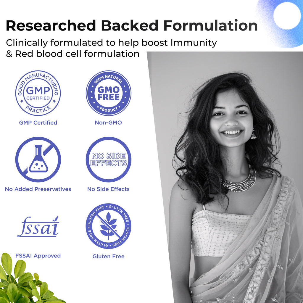 Health Veda Organics Iron + Folic Acid Capsules | Grocsy