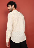 Fabmade Ivory Bloom Embroidered Short Kurta | Grocsy