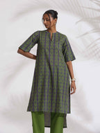 trueBrowns Grey Cotton Print Highlow Kurta Set | Grocsy