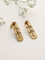 trueBrowns Brass Embossed Rectangular Earrings | Grocsy