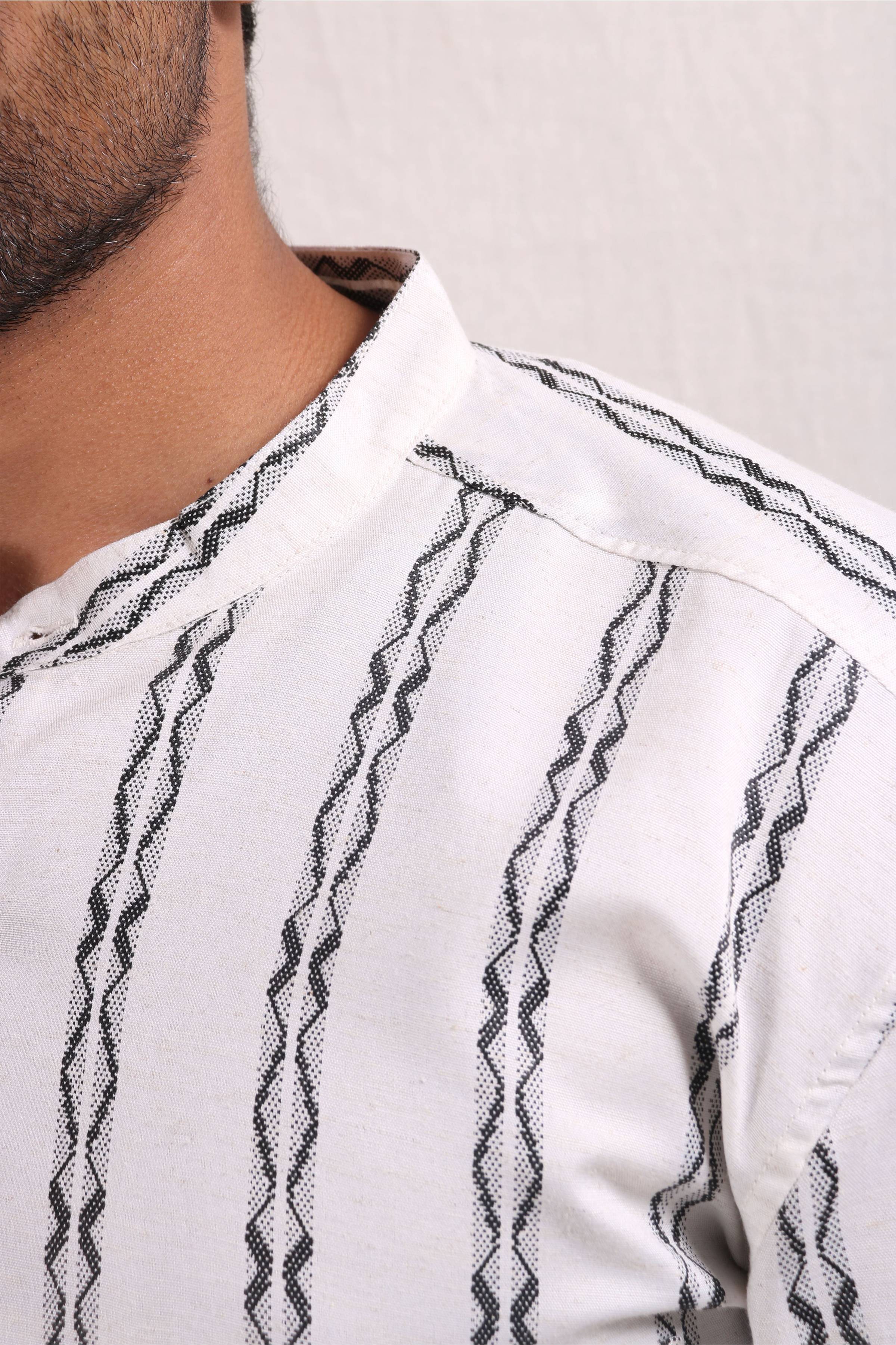 Xkind White Stripes Regular Fit Shirt | Grocsy